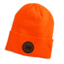 Leather Patch Beanie: Blaze Orange