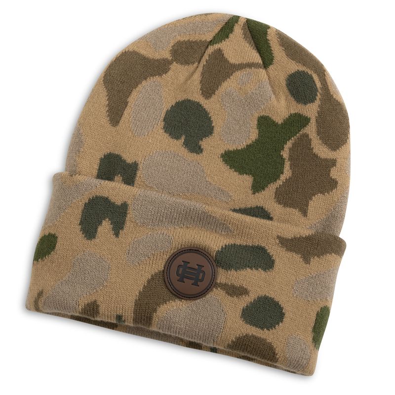 Leather Patch Beanie: Heybo Traditions Camo
