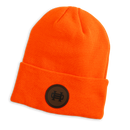 Leather Patch Beanie: Blaze Orange