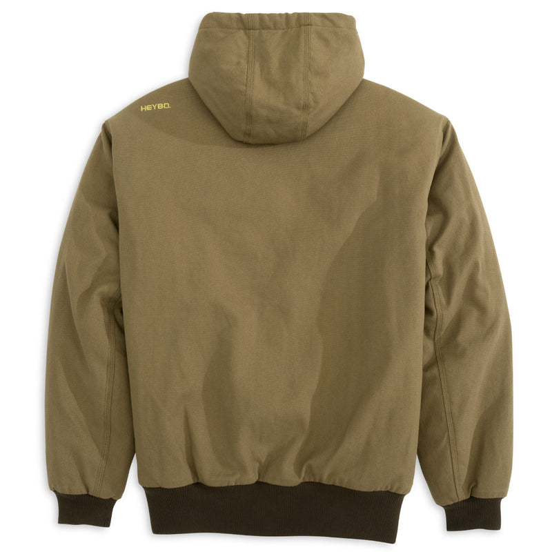 Quilted Lined Hooded Duck Jacket: Olive